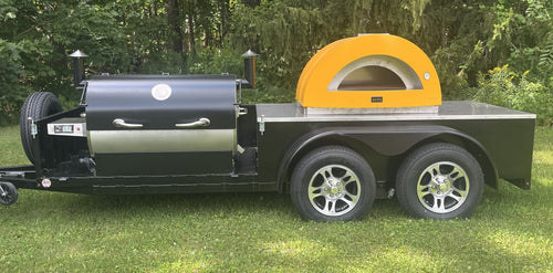 RAGING BULL Dual Wood Fired Pizza Oven and Pellet Smoker Mobile Trailer