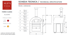 Great Outdoor Pizza Ovens technical specifications Alfa Allegro outdoor wood-fired pizza oven