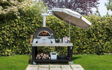 ALFA - CIAO Wood Fired Outdoor Pizza Oven with multi-functional cart makes an ideal outdoor kitchen (umbrella not included)